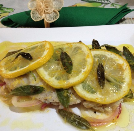 Filé de Tilápia com Manteiga, Limão Siciliano e Sálvia Fresca